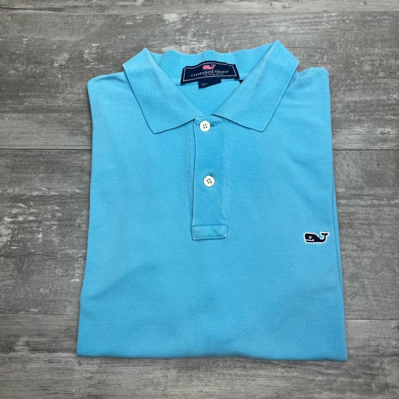 Vineyard Vines Aqua Blue Polo Shirt L - Picture 1 of 4